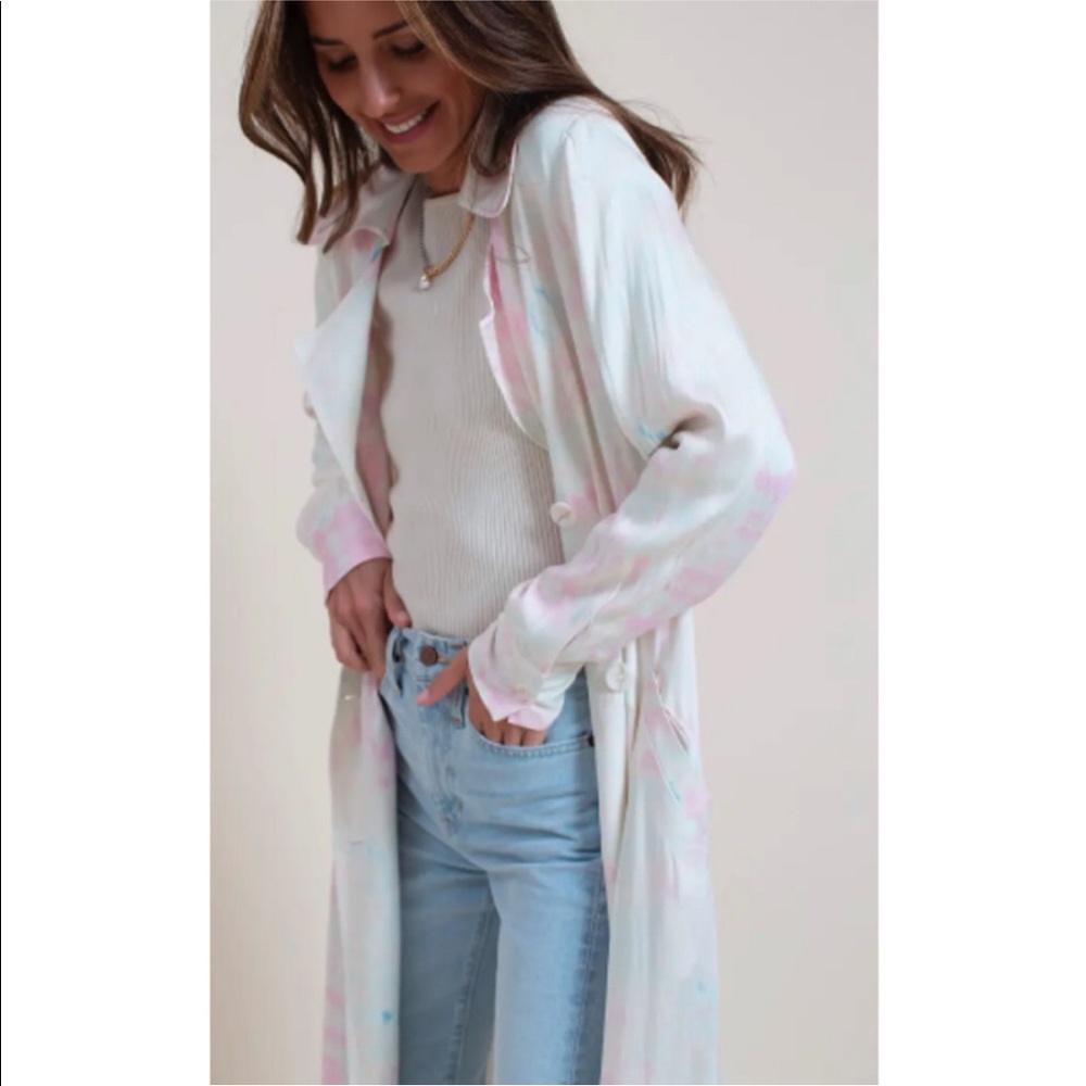 Something navy duster / cardigan tie dye xsmall